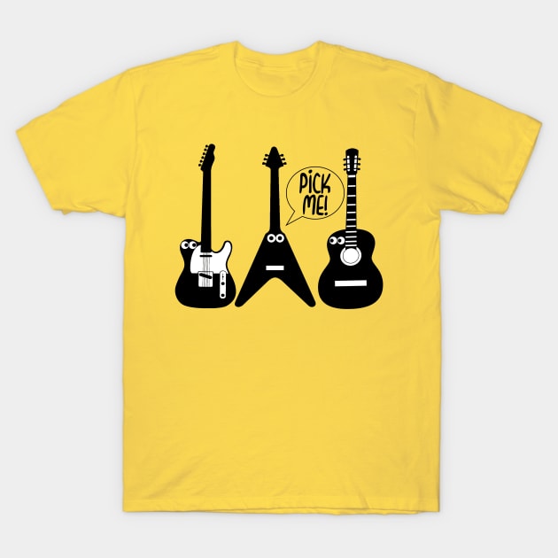 Pick Me Funny Guitar T-Shirt by Timeforplay